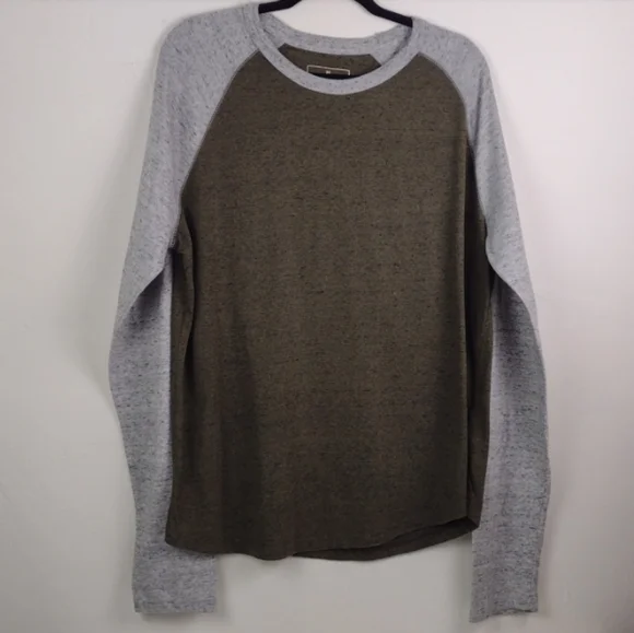 Mutual Weave Dark Sage Green Gray-Long-Sleeve Baseball Tee Jersey Shirt XL - Picture 8 of 12